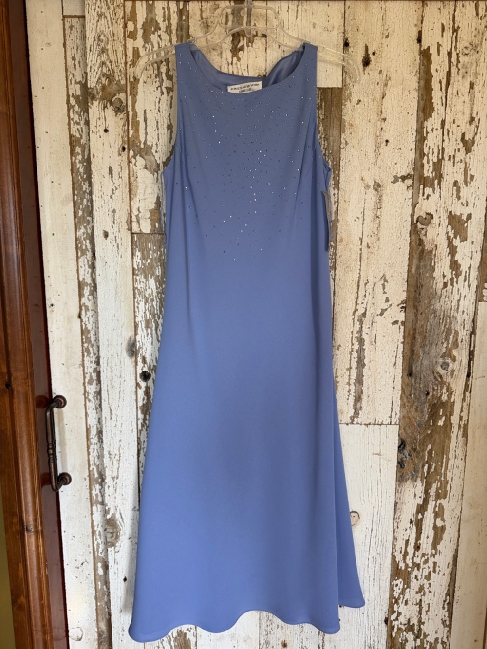 Jones New York Periwinkle Sleeveless Maxi Dress with Subtle Beading
